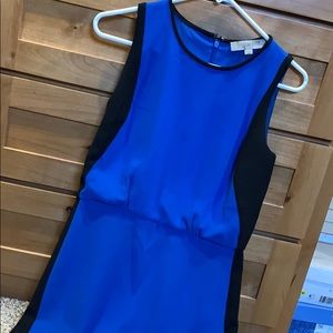 Ann Taylor Loft bright blue dress with black trim